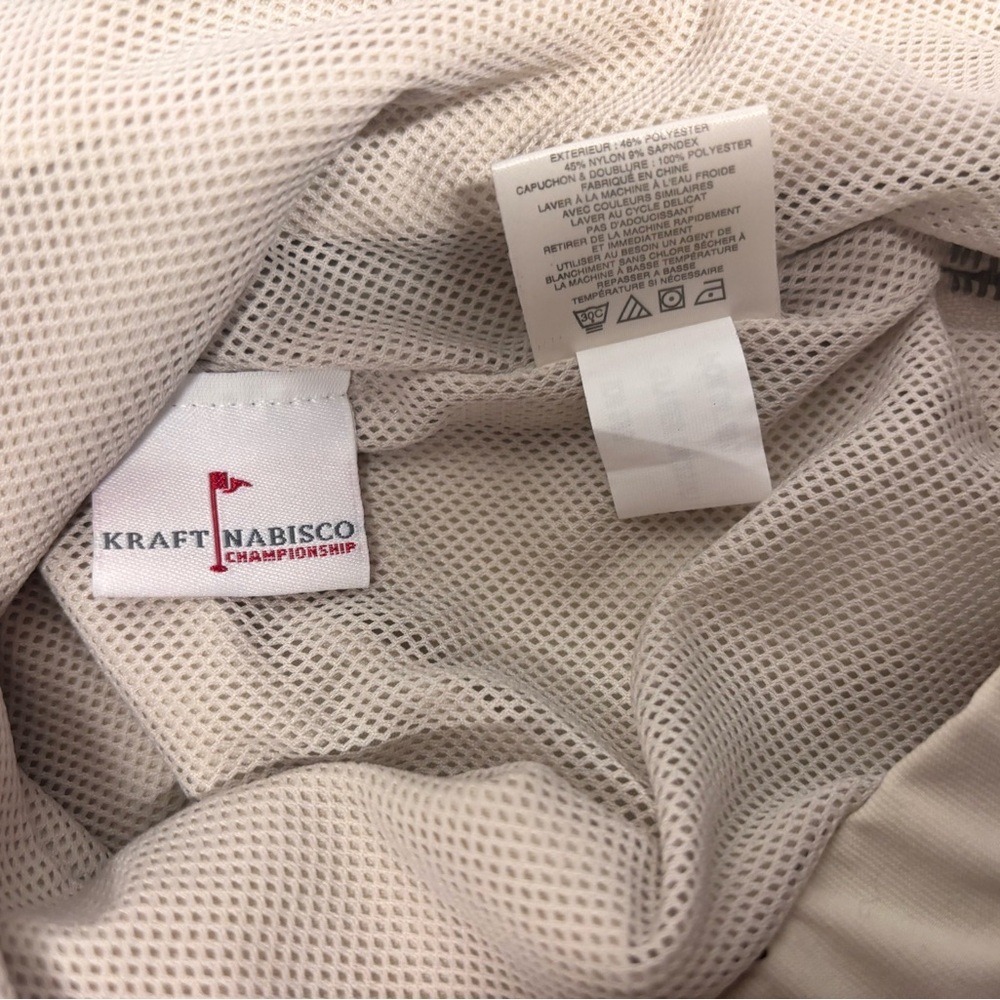 Vintage Callaway Men's Light Beige Golf High Collar Windbreaker hidden hood - Picture 9 of 10